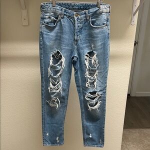 American Eagle Outfitters Light Blue Distressed Boyfriend Jeans